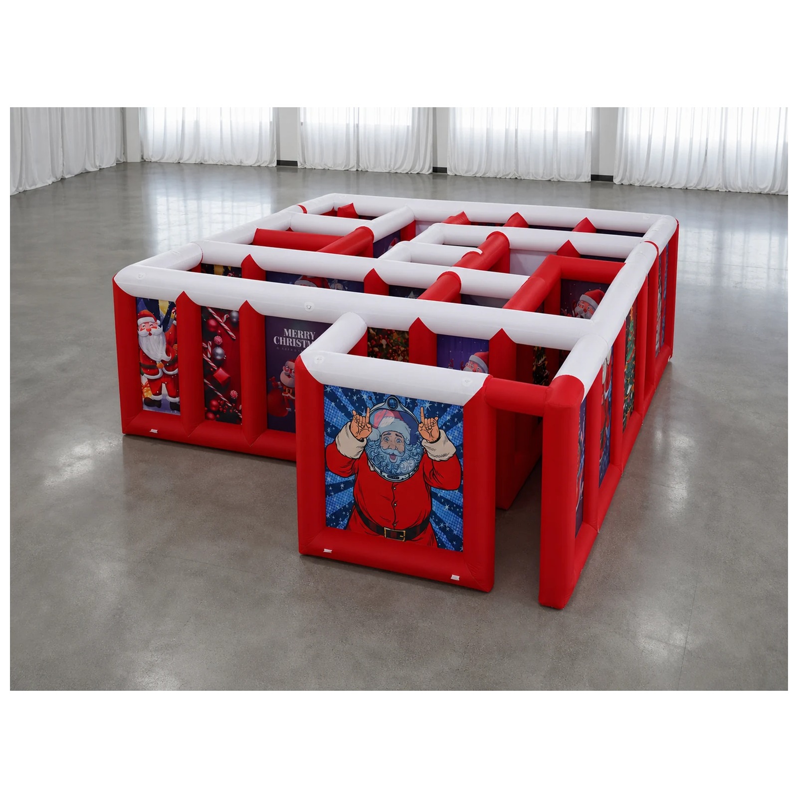 Party Games Kids And Adults - Labirinto Inflável Grande Vermelho e Branco